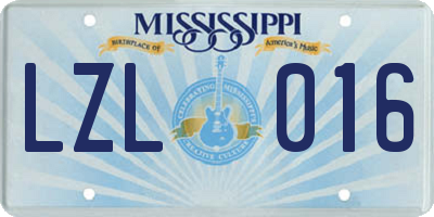 MS license plate LZL016