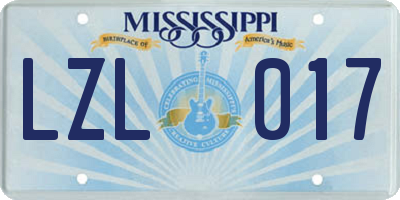 MS license plate LZL017