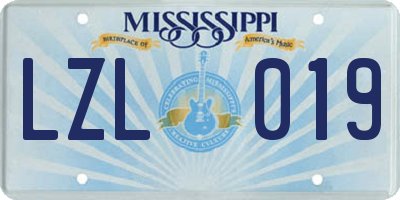MS license plate LZL019