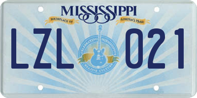 MS license plate LZL021