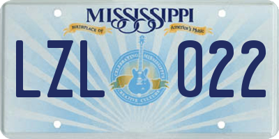MS license plate LZL022