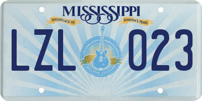 MS license plate LZL023