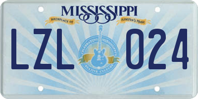 MS license plate LZL024