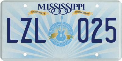 MS license plate LZL025