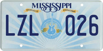 MS license plate LZL026