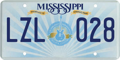 MS license plate LZL028