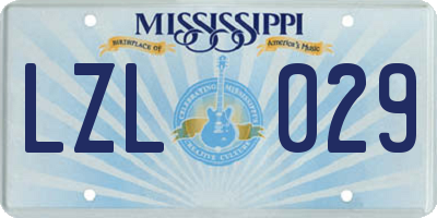 MS license plate LZL029