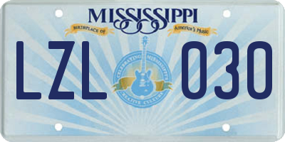MS license plate LZL030