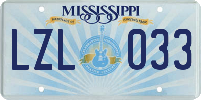 MS license plate LZL033