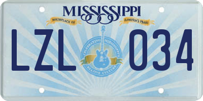 MS license plate LZL034