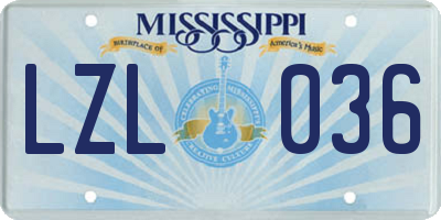 MS license plate LZL036