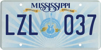 MS license plate LZL037