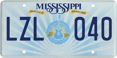 MS license plate LZL040
