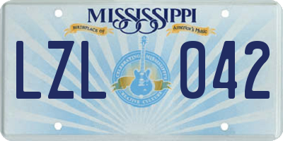 MS license plate LZL042