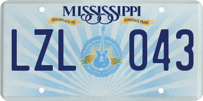 MS license plate LZL043