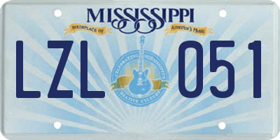 MS license plate LZL051
