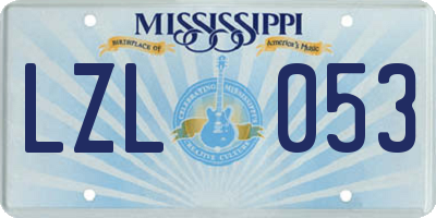 MS license plate LZL053