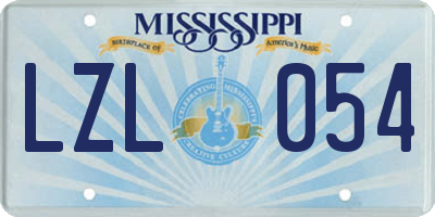 MS license plate LZL054