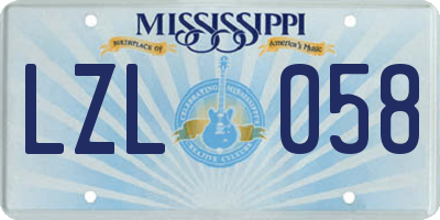 MS license plate LZL058