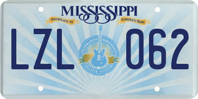 MS license plate LZL062