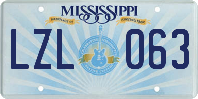 MS license plate LZL063