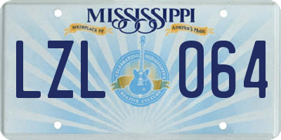MS license plate LZL064