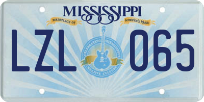 MS license plate LZL065