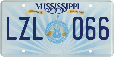 MS license plate LZL066