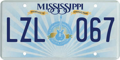MS license plate LZL067