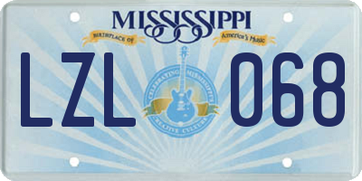 MS license plate LZL068