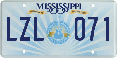 MS license plate LZL071