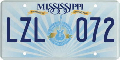 MS license plate LZL072