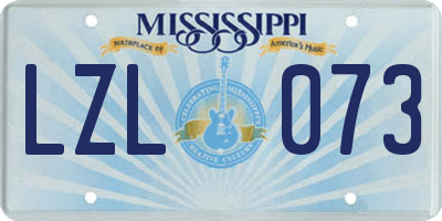 MS license plate LZL073