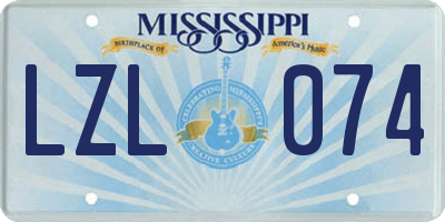 MS license plate LZL074