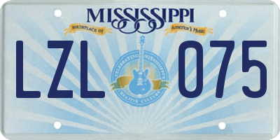 MS license plate LZL075