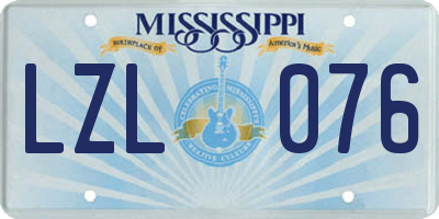 MS license plate LZL076