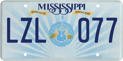 MS license plate LZL077