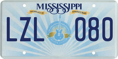 MS license plate LZL080