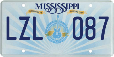 MS license plate LZL087