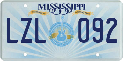 MS license plate LZL092