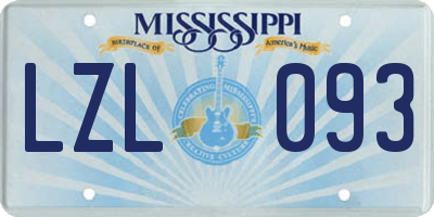 MS license plate LZL093