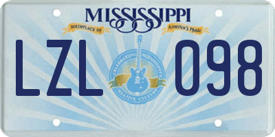 MS license plate LZL098