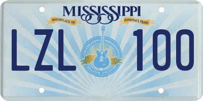 MS license plate LZL100