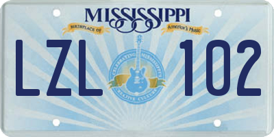 MS license plate LZL102
