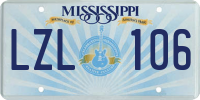MS license plate LZL106