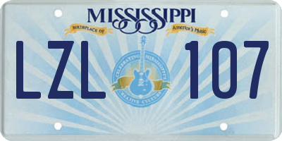 MS license plate LZL107