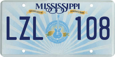 MS license plate LZL108