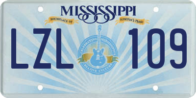 MS license plate LZL109