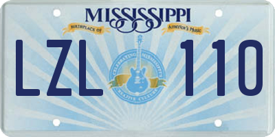 MS license plate LZL110