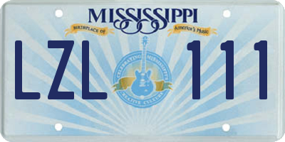 MS license plate LZL111